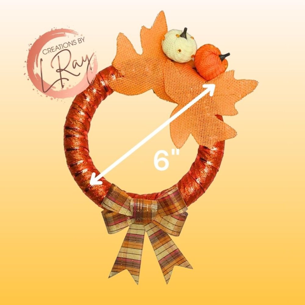 6" Orange Decorative Handmade Thanksgiving/Holiday Ring Door Wreath